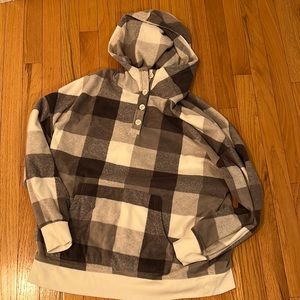 Old Navy Gray Buffalo Check Fleece Hoodie